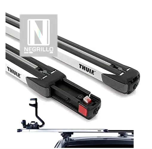 Barras portaequipajes de aluminio para coches con railing de origen marca  Thule SquareBar 150cm 7125 — Totcar