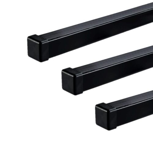 Conjunto de 3 barras de techo ECO negras de acero de 35x35