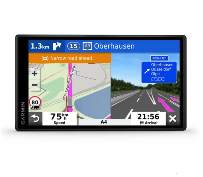Navegador-camion-Garmin-Dezl-LGV500 parte frontal navegador Garmin con mapa LGV500