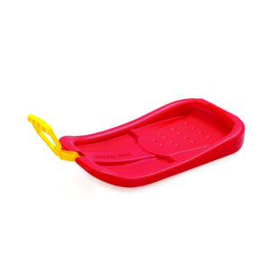 trineo tipo pala en color rojo con tirador amarillo