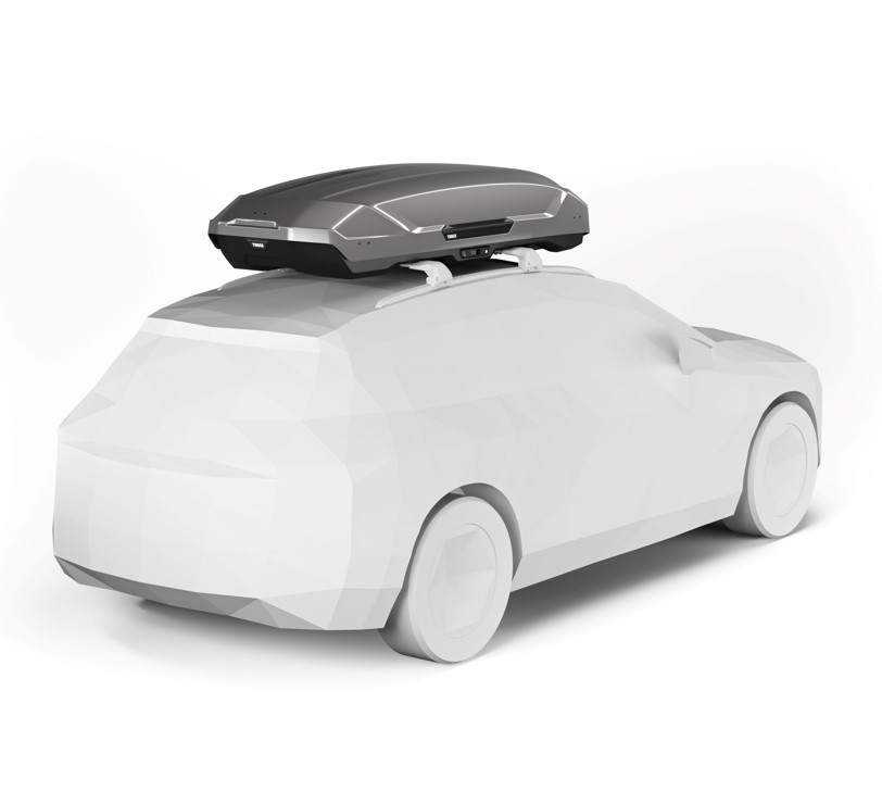 cofre-de-techo-Thule-Motion-3-XXL-gris-3 Cofre de techo Thule Motion 3 XXL gris en render de coche vista trasera
