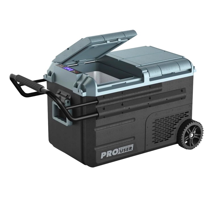 nevera-portatil-compresor-Prouser-CB45 Nevera de compresor ProUser CB45 con una tapa abierta.