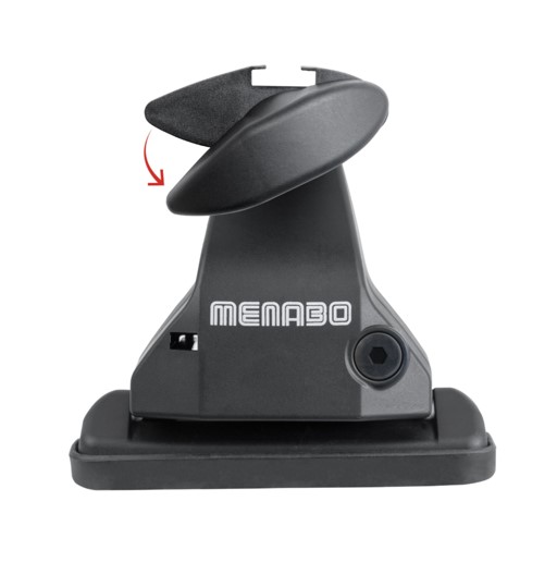 barras-techo-Menabo-Omega-Plus-4 Frontal del pie con contera abierta de la barra Menabo Omega Plus
