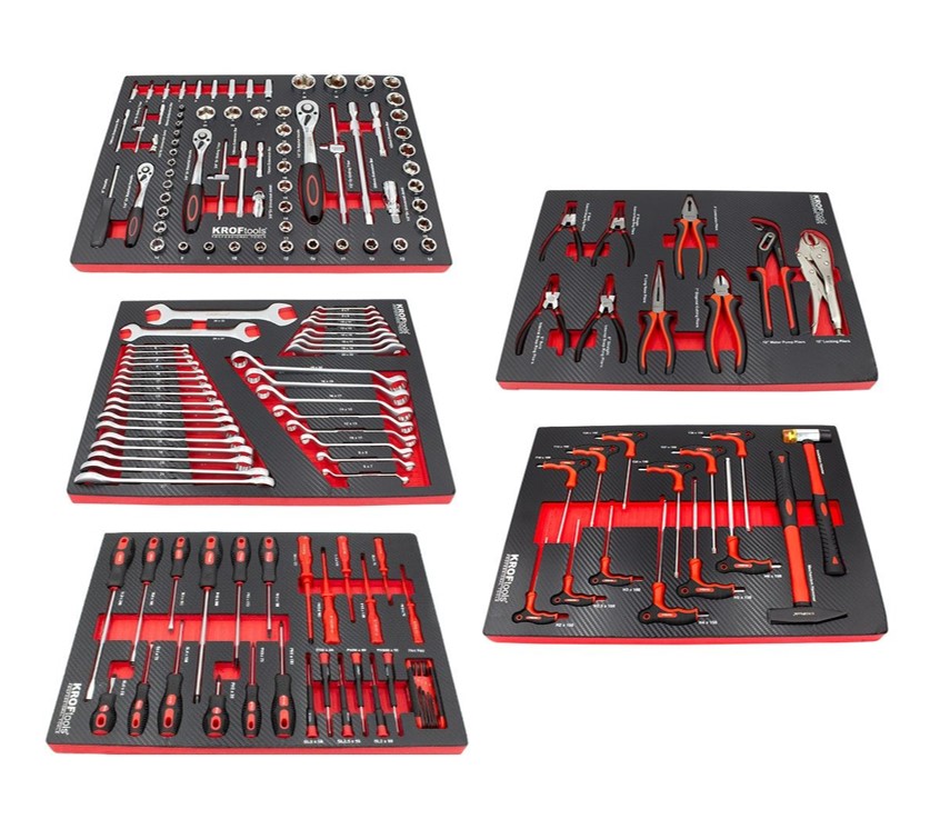 Carro-herramientas-profesional-Kroftools-8612-2 Herramientas y piezas que contiene el Carro de herramientnas profesional Kroftools