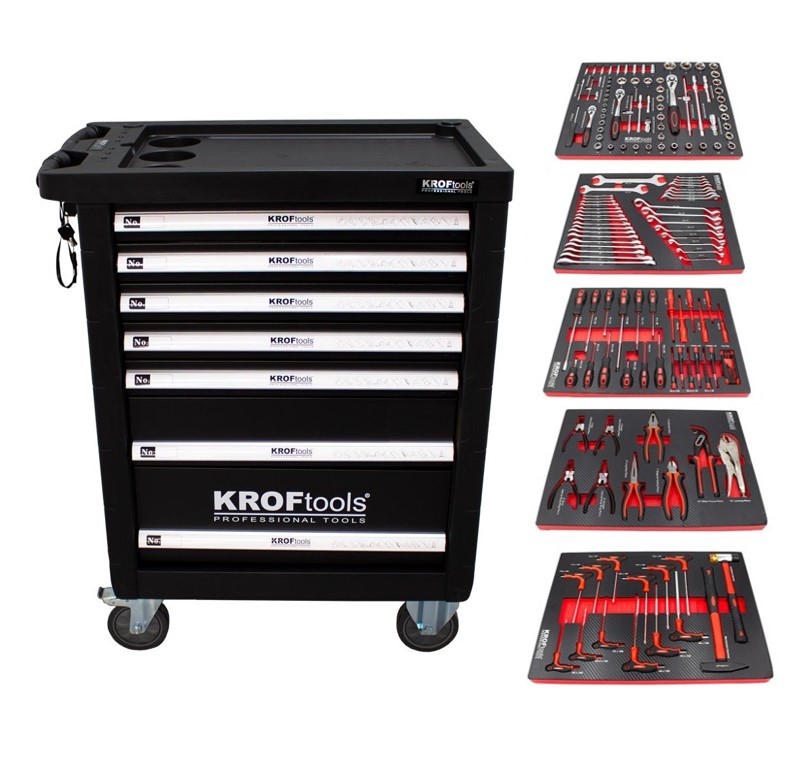 carro-herramientas-profesional-Kroftools-8612-negro Carro de herramientas profesional Kroftools 8612 junto a sus 5 bandejas de herramienta