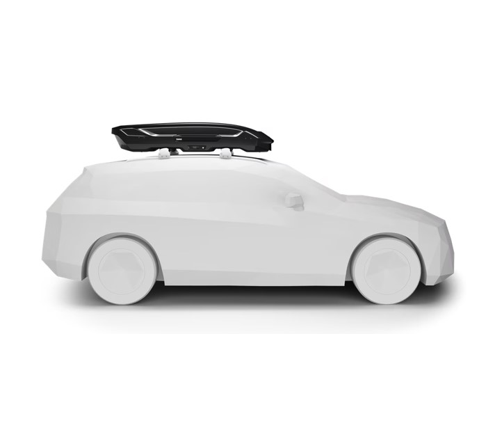 cofre-techo-Thule-Motion-3-L-Low-2 Vista lateral de Cofre de techo Thule Motion 3 L Low instalado en coche