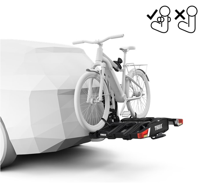 portabicis-bola-Thule-Easyfold-XT-F-3-bicis-3 Portabicis de bola Thule Easyfold X F 3 bicis instalado en coche y cargado con una bici